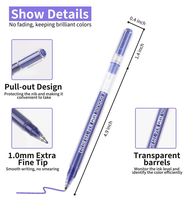 Joyask Glitter Gel Pens, 6 Pack Glitter Pens For Adults Coloring Books, 1.0mm Point Colored Pens, Large Capacity Ink Pens for Coloring, Writing, Drawing, Journaling, Note Taking, Office, Home - Image 3