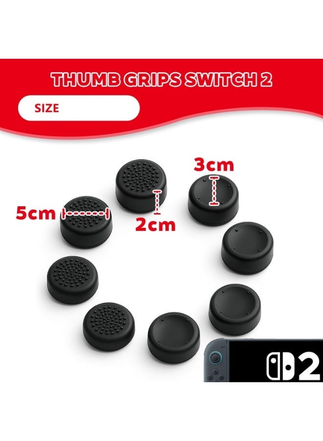نكومي أغطية عصا التحكم التناظرية لجهاز Switch 2، حماية شاملة، مصنوعة من السيليكون، مقاومة للخدش ومانعة للانزلاق، مخصصة لعصا التحكم التناظرية في جهاز Switch 2، عبوة من 8 قطع، 4 خيارات للارتفاع، لون أسود - Image 2