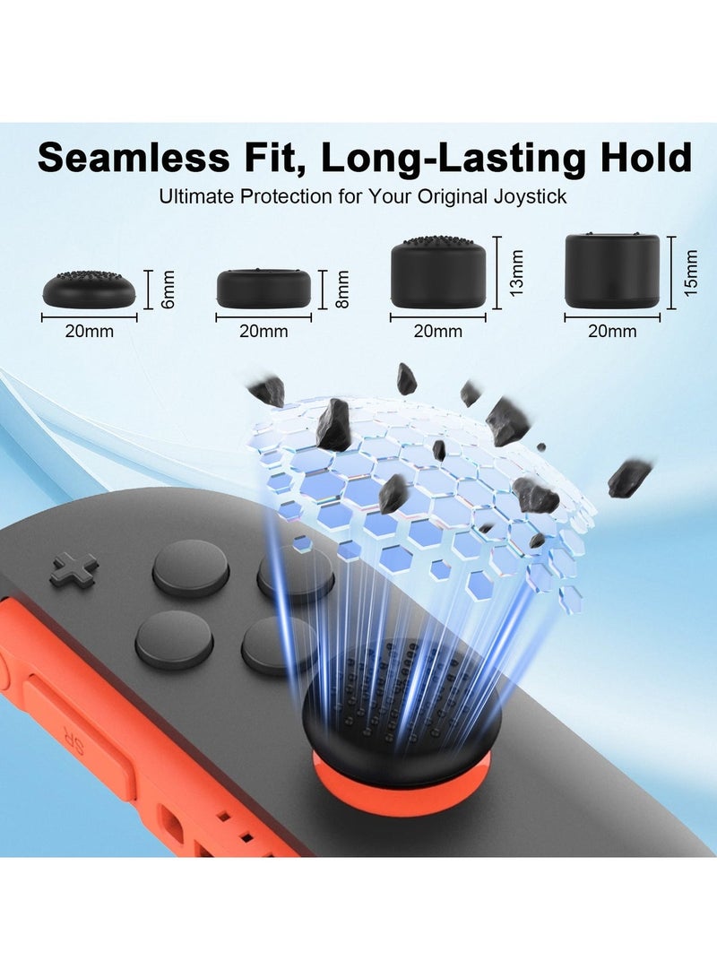 نكومي أغطية عصا التحكم التناظرية لجهاز Switch 2، حماية شاملة، مصنوعة من السيليكون، مقاومة للخدش ومانعة للانزلاق، مخصصة لعصا التحكم التناظرية في جهاز Switch 2، عبوة من 8 قطع، 4 خيارات للارتفاع، لون أسود - Image 2