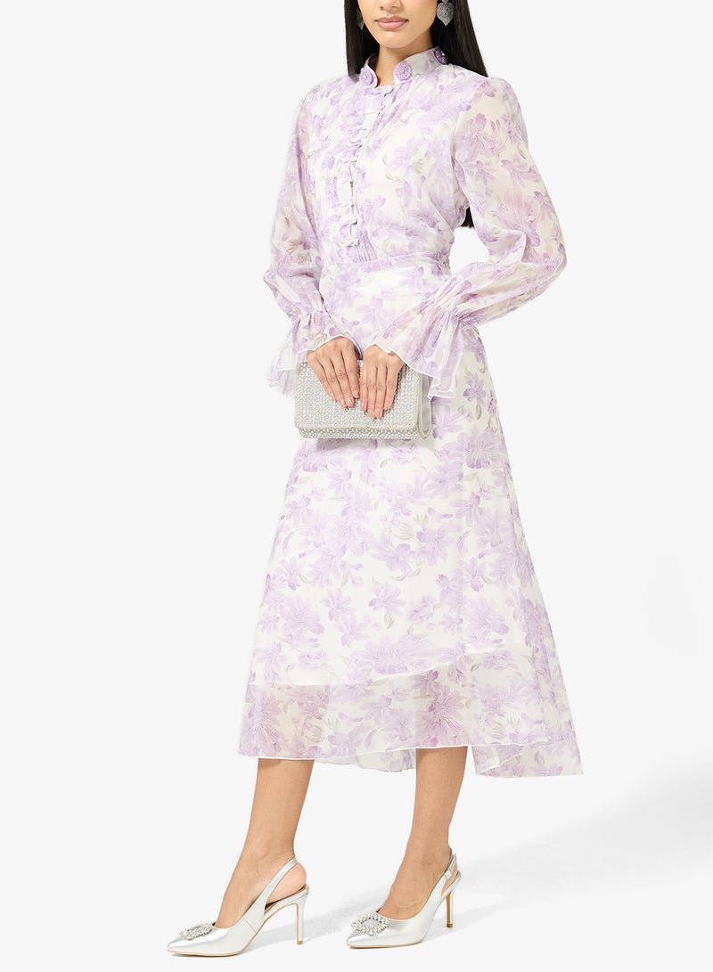 خزانة حذاء أورورا كريستال بحزام خلفي من قماش فضي، مقدمة مدببة، حزام كريستالي، كعب خنجر - Image 5