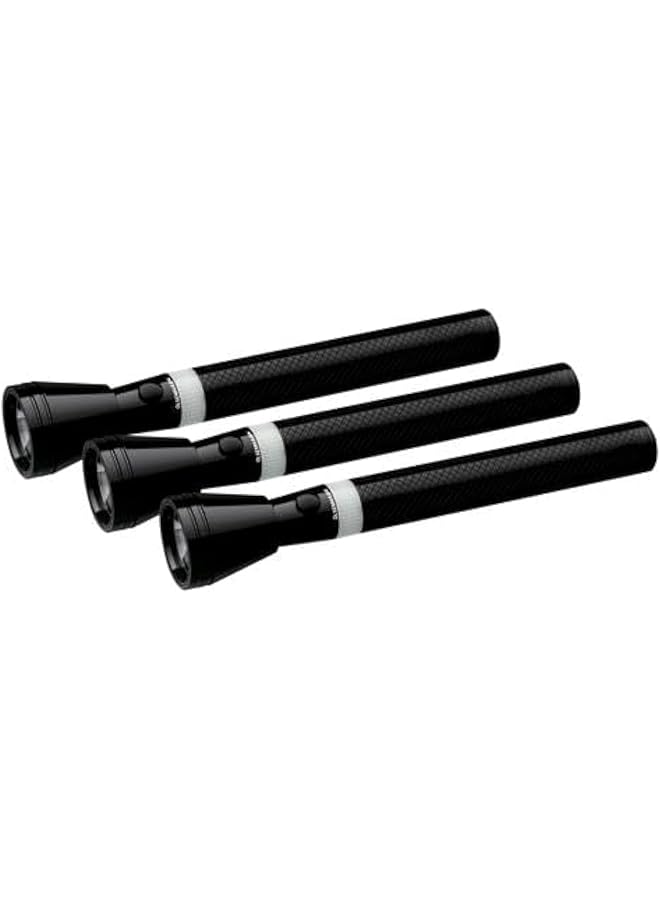 Olsenmark 3 IN 1 Rechargeable LED Flashlight OMFL2819 5W CREE XPE LED With High Lumens and 2000M Real Range Distance Pack of 3 Rechargeable Ni Cd Battery Torch Lights Black