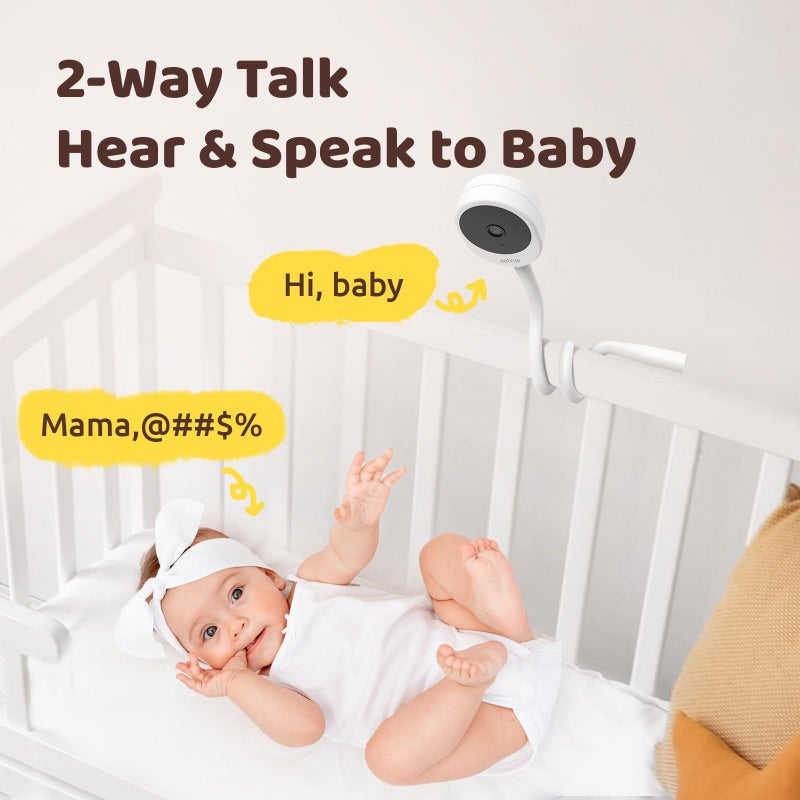 NETVUE Peekababy Baby Camera with Wireless Audio, Adjustable Crib Mount Monitor, Works via 2.4GHz Wi-Fi for Wide Coverage & Stable Connection, Smart App, Two-Way Talk, No Screen (White) - Image 4