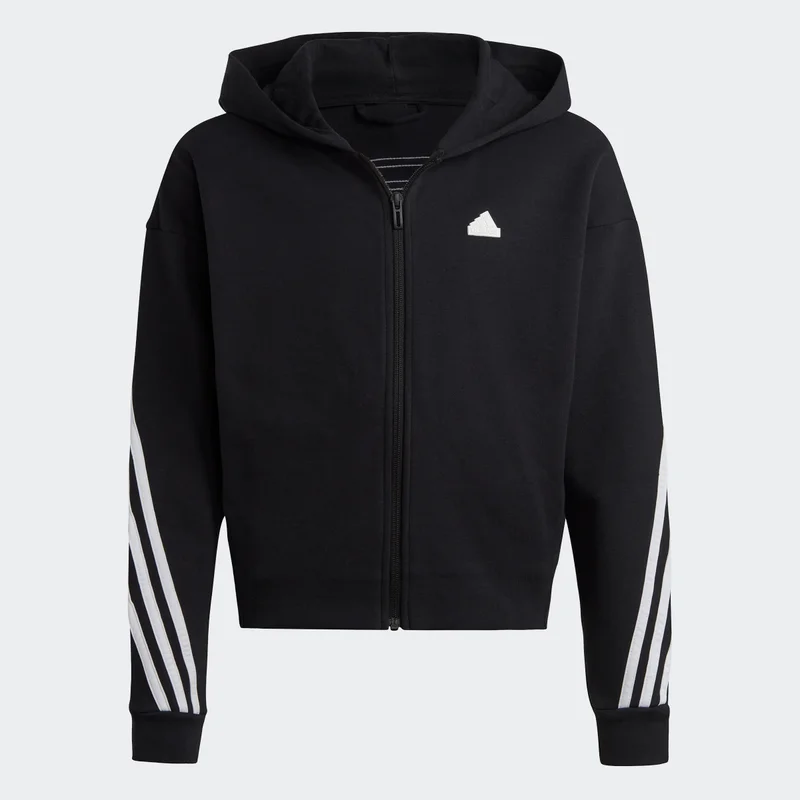 adidas Junior Girls Future Icons 3 Stripes Cotton Fullzip Hoodie