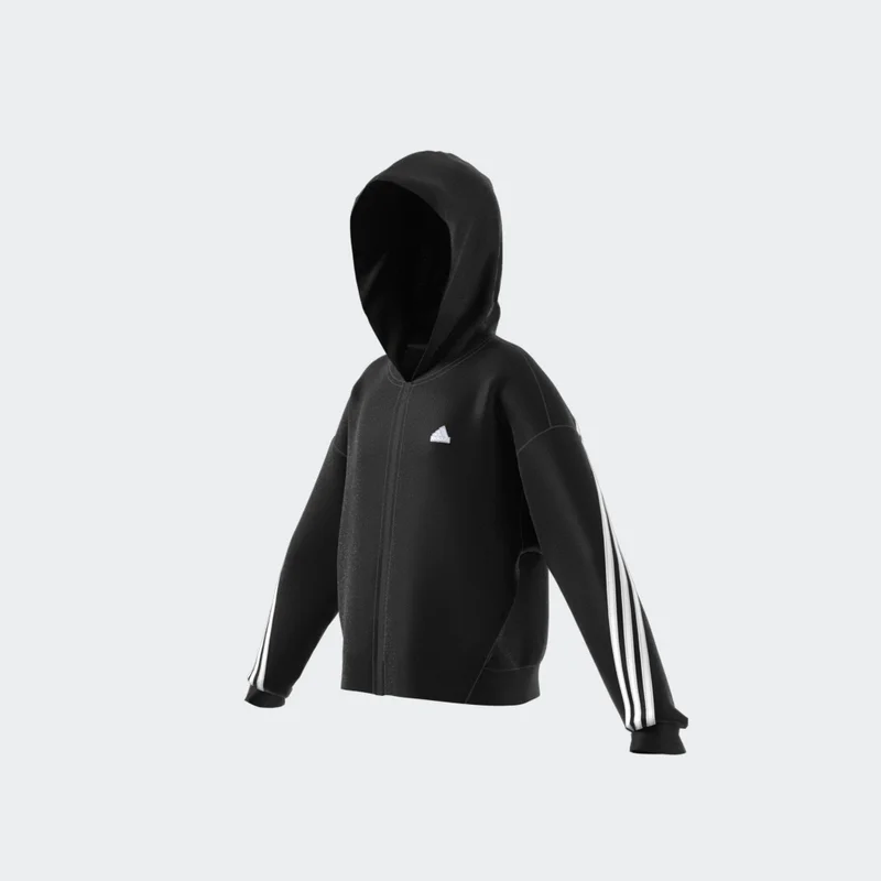 adidas Junior Girls Future Icons 3 Stripes Cotton Fullzip Hoodie