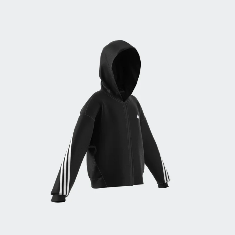 adidas Junior Girls Future Icons 3 Stripes Cotton Fullzip Hoodie