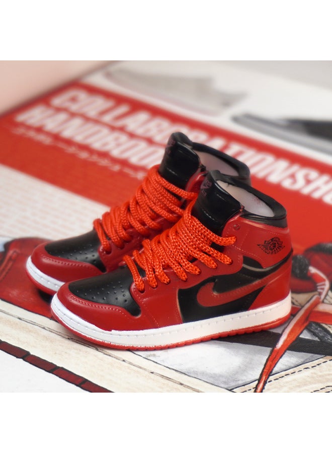 1/6 Mini Sneakers Model Aj1 Creative Cute Basketball Shoes Keychain Car Bag Jewelry Aj Keychain-Color:1 Reverse Black And Red (a Pair Of Naked Shoes) - Image 1