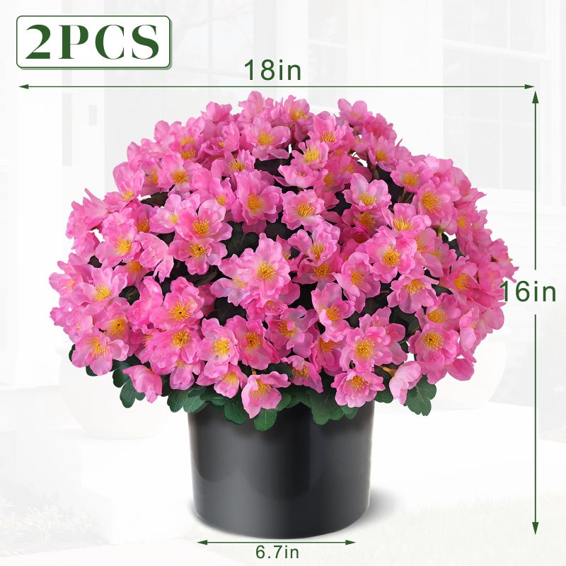 Juxdp 2 Sets of Artificial Camellia Topiary Ball Trees - Fake Flower Potted Plants, UV Resistant Faux Camellia Potted Bushes for Front Door, Farmhouse, Porch, Garden, Outdoor Decoration (Pink) - Image 5