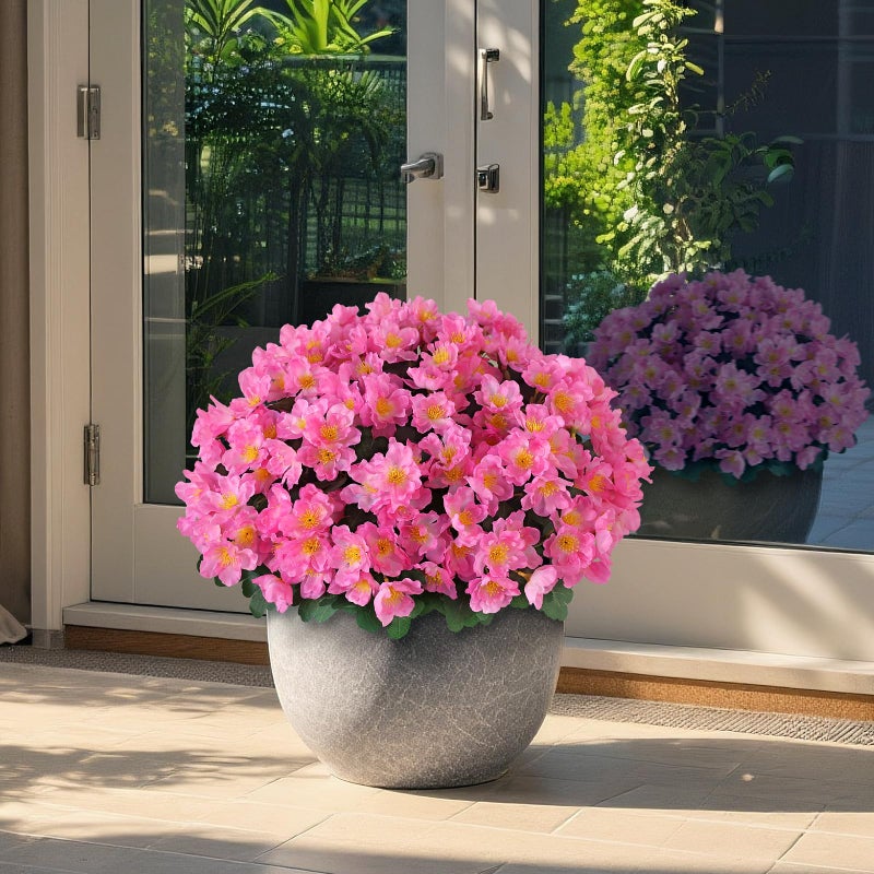 Juxdp 2 Sets of Artificial Camellia Topiary Ball Trees - Fake Flower Potted Plants, UV Resistant Faux Camellia Potted Bushes for Front Door, Farmhouse, Porch, Garden, Outdoor Decoration (Pink) - Image 4