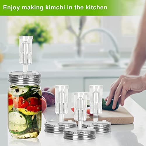 Samshow Fermentation Kit-4 Glass Fermentation Weights,4 Fermenting Lids,4 airlocks,4 Silicone Rings,5 Silicone Grommet for Wide Mouth Mason Jar for Sauerkraut,Vegetables and Other Fermented Food - Image 5
