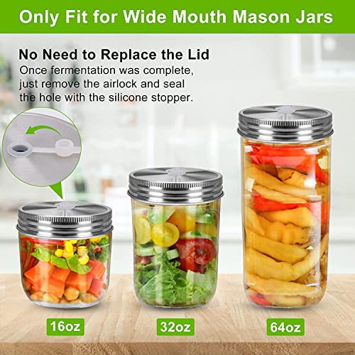 Samshow Fermentation Kit-4 Glass Fermentation Weights,4 Fermenting Lids,4 airlocks,4 Silicone Rings,5 Silicone Grommet for Wide Mouth Mason Jar for Sauerkraut,Vegetables and Other Fermented Food - Image 4