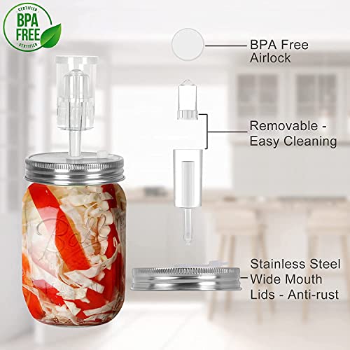 Samshow Fermentation Kit-4 Glass Fermentation Weights,4 Fermenting Lids,4 airlocks,4 Silicone Rings,5 Silicone Grommet for Wide Mouth Mason Jar for Sauerkraut,Vegetables and Other Fermented Food - Image 3