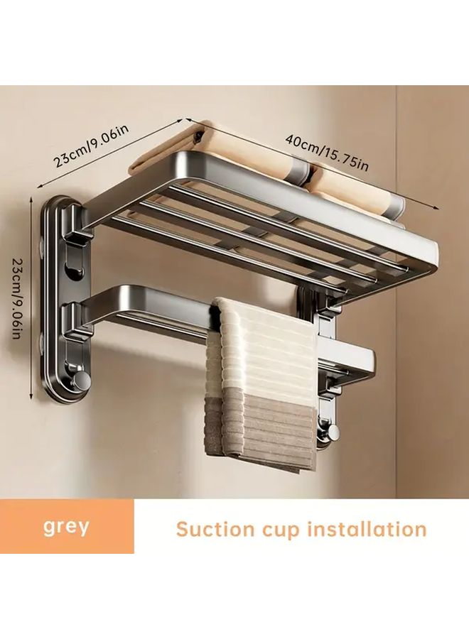 Large Suction Cup Towel Rack No Drill Wall Mounted Heavy Duty Aluminum Storage - Image 5