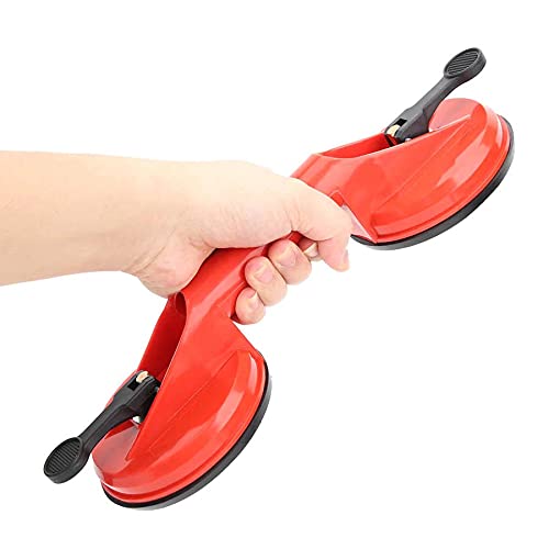 uptodateproducts 2 Pcs Double Vacuum Suction Cup Red Plastic 60 kg extractor Glass Lifter for Moving and Laying Tiles Marble Granite - Image 5
