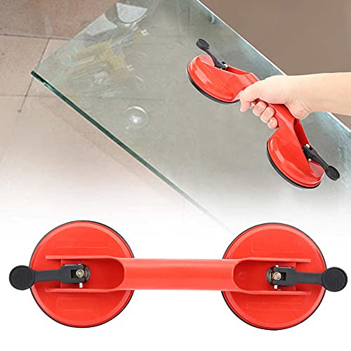 uptodateproducts 2 Pcs Double Vacuum Suction Cup Red Plastic 60 kg extractor Glass Lifter for Moving and Laying Tiles Marble Granite - Image 2