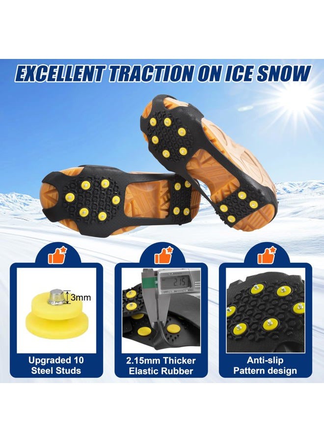 OROOTL Ice and Snow Grips, Anti-Slip Ice Cleats for Shoe Boot, Durable 10 Steel Studs Stretchable Traction Cleats Over Shoe for Men Women - Image 3