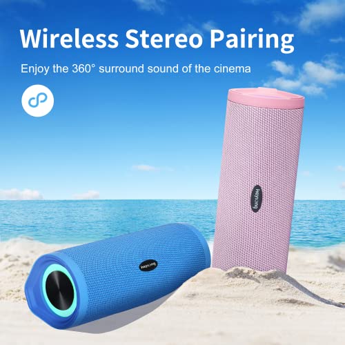 HEYSONG Portable Bluetooth Speaker, Waterproof Wireless Shower Outdoor Speakers, IPX7 Floating, 5000mAh, TF Card, Good Bass, Loud Sound for Beach, Pool, Kayak Accessories, Gifts for Men Women - Blue - Image 5