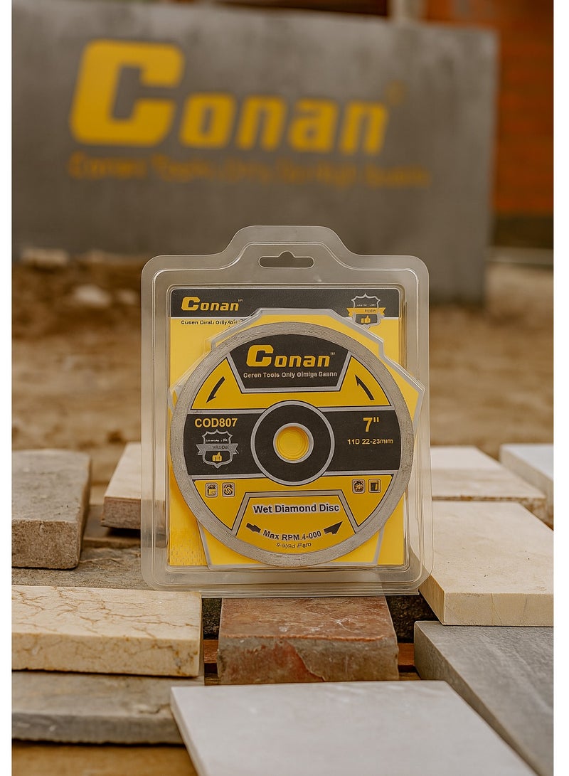 Conan 7" (180mm) Wet Diamond Cutting Disc – Model COD607, Ideal for Marble, Concrete, Bricks, Plaster & Tiles, 22.23mm Arbor, Max RPM 8600 - Image 2