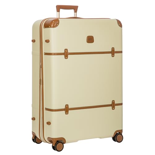 Bric's Brics Bellagio 30 Spinner Trunk Luxury Hardshell Check In Luggage with Large Wheels Telescopic Handle Leather Detailing Expandable Rolling Suitcase 32 Cream - Image 3
