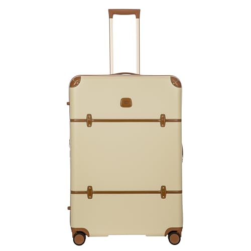 Bric's Brics Bellagio 30 Spinner Trunk Luxury Hardshell Check In Luggage with Large Wheels Telescopic Handle Leather Detailing Expandable Rolling Suitcase 32 Cream - Image 1