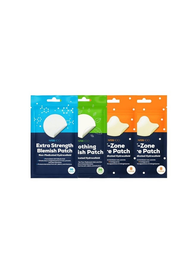 HANHOO - Soothing Blemish Patch Extra Strength Blemish Patch And Tzone Pore Patch Bundle Pimple Patches For Stubborn And Irritated Blemishes And Oily Tzone 88 Total Hydrocolloid Patches - Image 1