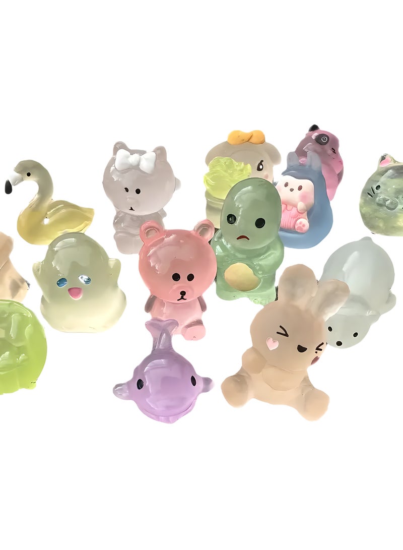 ليكسادا 10 قطع مجسمات صغيرة من الراتنج في حقيبة مكفوفين صغيرة، ألعاب حيوانات كرتونية ثلاثية الأبعاد لطيفة ومتنوعة، تتوهج في الظلام، مغلفة بشكل فردي، لا تحتاج إلى بطاريات، بدون ريش، للاستخدام العام، هدية للأطفال من سن 3 سنوات فأكثر (لون عشوائي) - Image 5