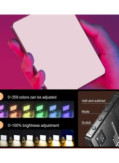 إي وورلد ضوء كاميرا RGB، ضوء تصوير LED محمول وتسجيل فيديو، ضوء سيلفي بألوان كاملة 3000-9900 كيلفن مع مشبك للهاتف، 360 خيار لون، بطارية قابلة لإعادة الشحن بسعة 1500 مللي أمبير، CRI 80+ للإضاءة الاحترافية.  - Image 2