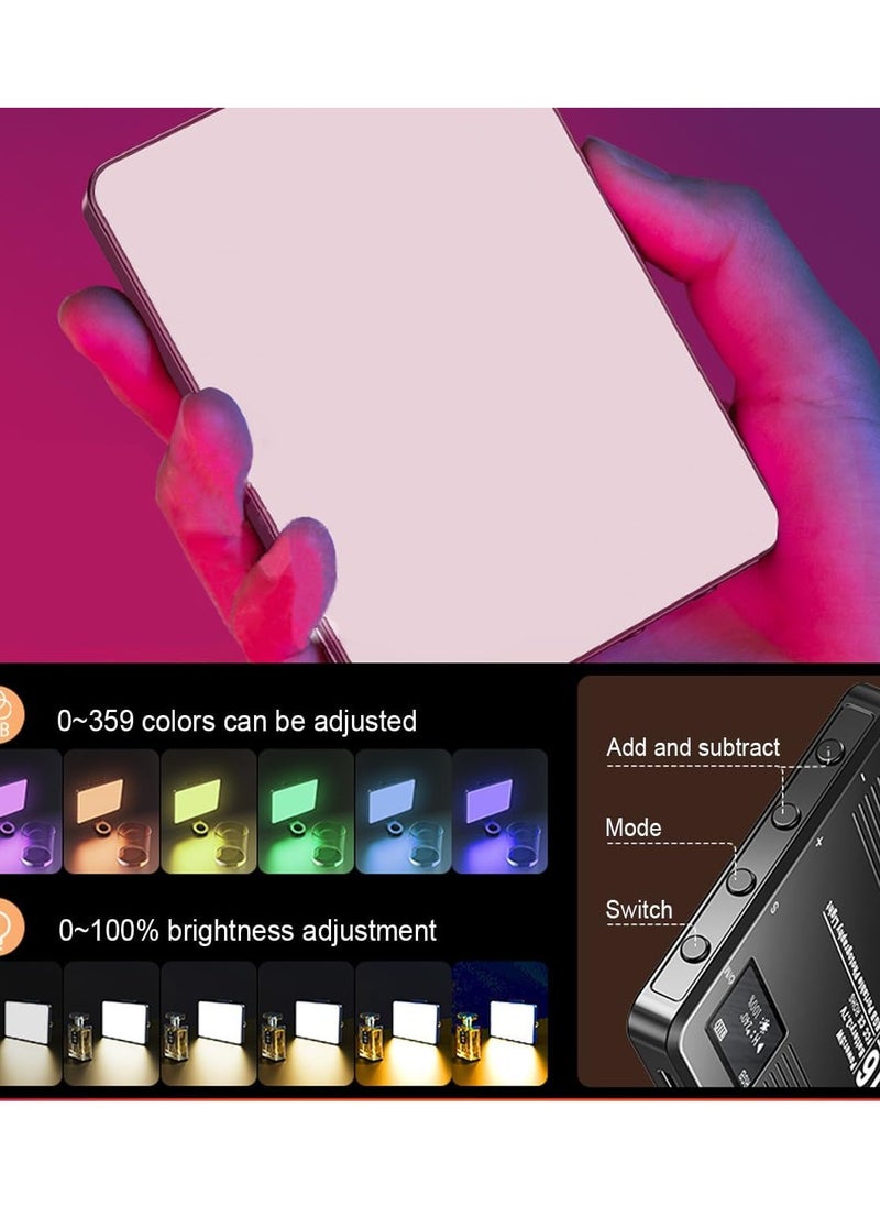 إي وورلد ضوء كاميرا RGB، ضوء تصوير LED محمول وتسجيل فيديو، ضوء سيلفي بألوان كاملة 3000-9900 كيلفن مع مشبك للهاتف، 360 خيار لون، بطارية قابلة لإعادة الشحن بسعة 1500 مللي أمبير، CRI 80+ للإضاءة الاحترافية.  - Image 2