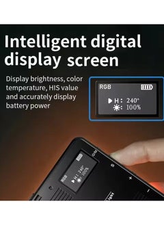 إي وورلد ضوء كاميرا RGB، ضوء تصوير LED محمول وتسجيل فيديو، ضوء سيلفي بألوان كاملة 3000-9900 كيلفن مع مشبك للهاتف، 360 خيار لون، بطارية قابلة لإعادة الشحن بسعة 1500 مللي أمبير، CRI 80+ للإضاءة الاحترافية.  - Image 5