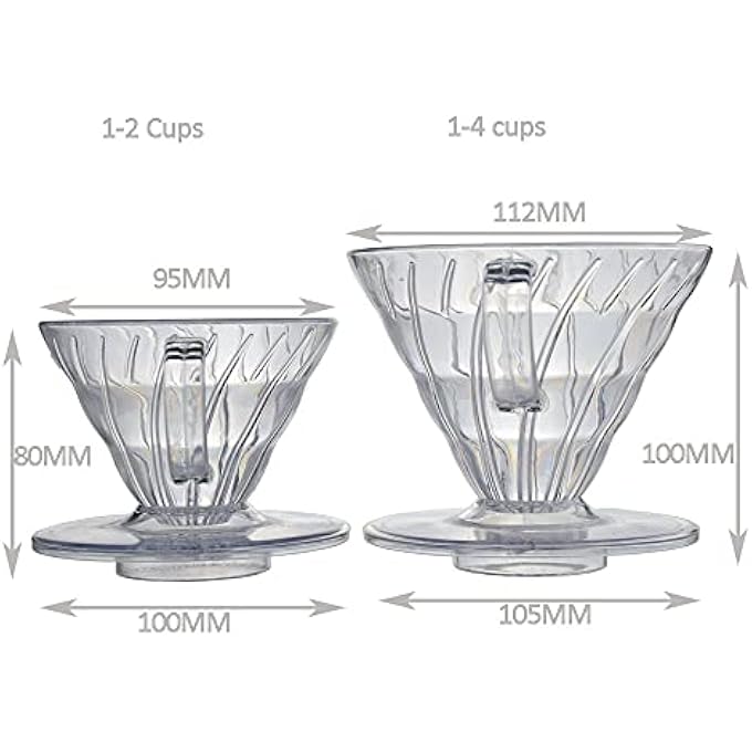 Bandai Tame Pour Over Coffee Dripper And Filter Paper Set Dripper And 40 Pieces Disposable V60 Barista Tools Home Coffee Maker Cone Brown Paper Coffee Filters For Pour Over Coffee 12Cup - Image 3