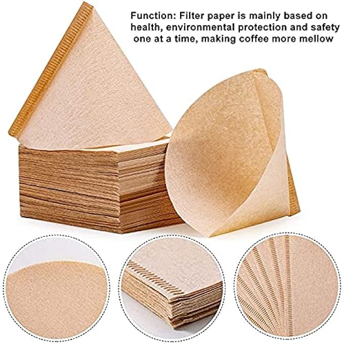 Bandai Tame Pour Over Coffee Dripper And Filter Paper Set Dripper And 40 Pieces Disposable V60 Barista Tools Home Coffee Maker Cone Brown Paper Coffee Filters For Pour Over Coffee 12Cup - Image 4