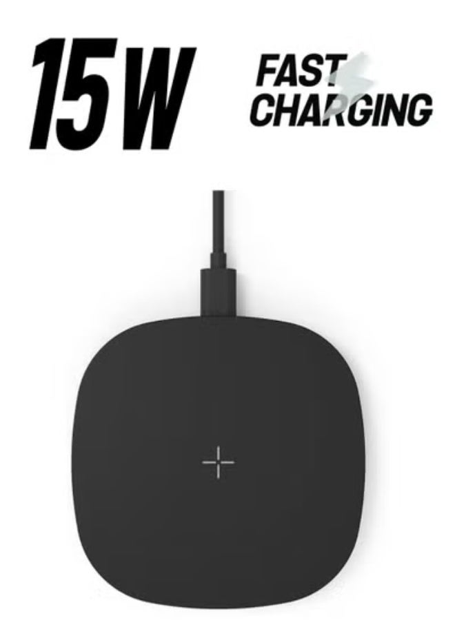 KUKH Portable 15W Wireless Charger Compatible with Qi-Enabled Phones, Compact and Sleek Fast Charging Pad - Image 1