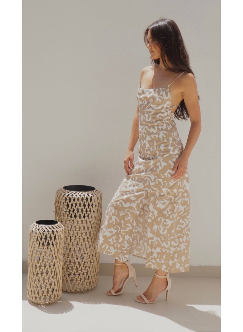 Alorabella Lucia Open Tie Back Dress - Beige  - Image 2