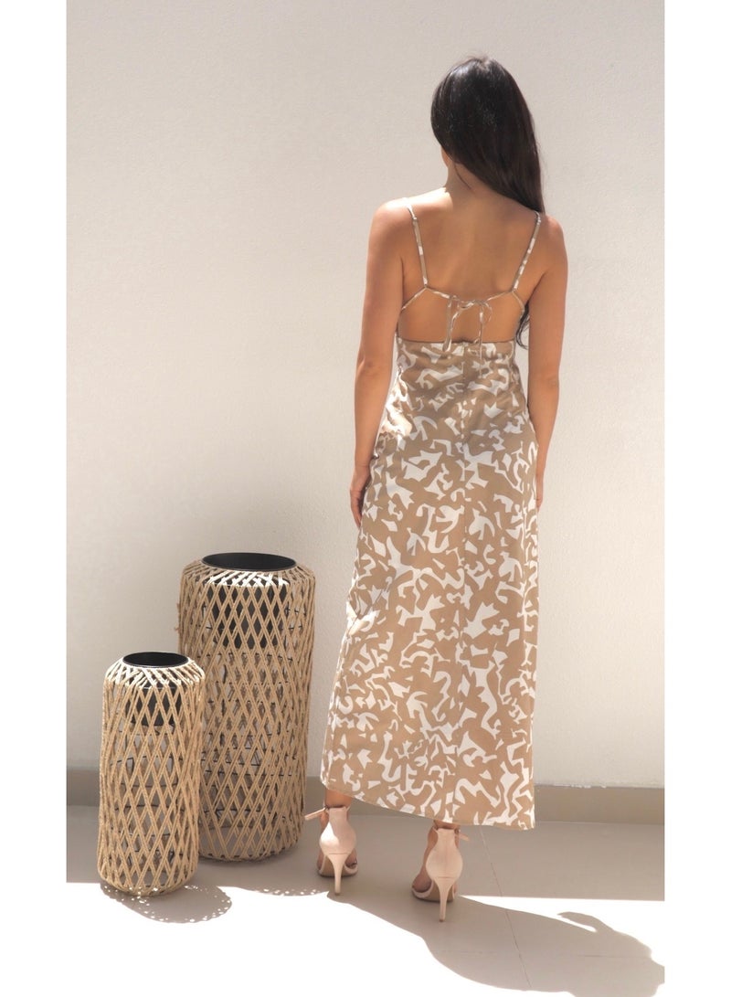 Alorabella Lucia Open Tie Back Dress - Beige  - Image 3