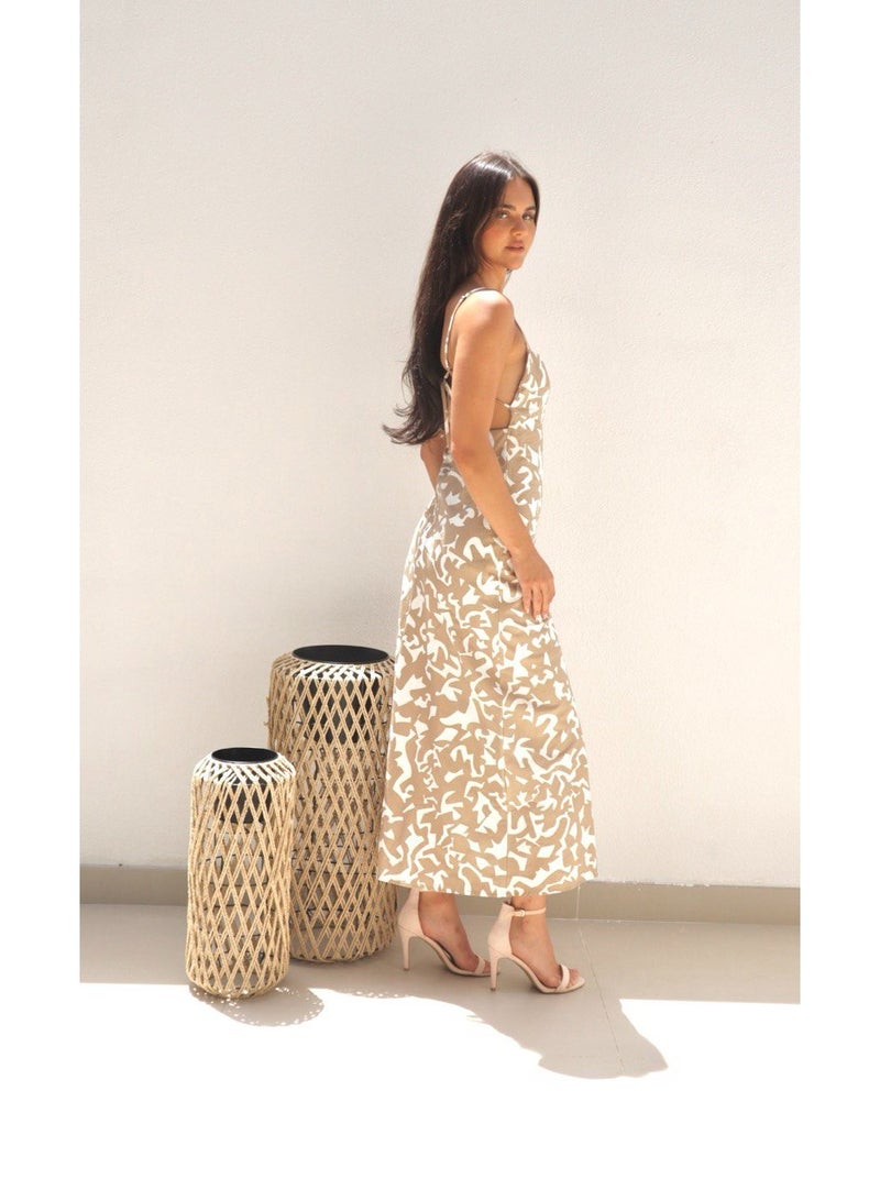 Alorabella Lucia Open Tie Back Dress - Beige  - Image 4