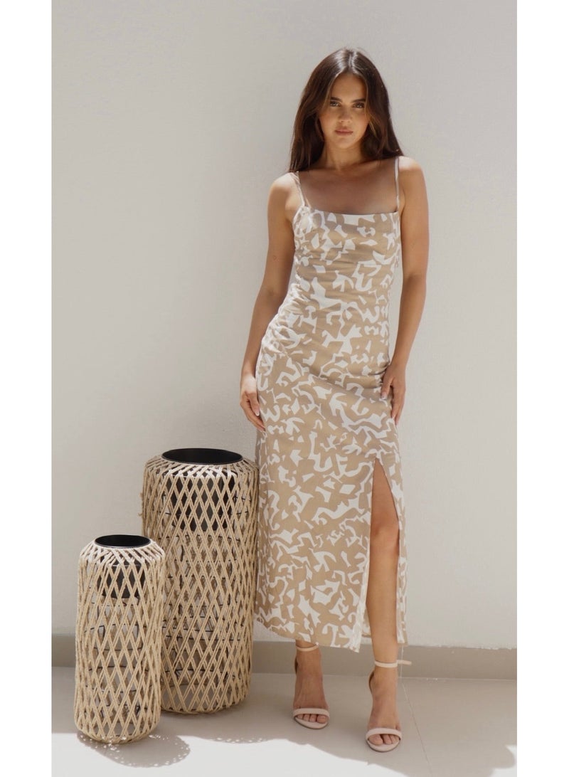 Alorabella Lucia Open Tie Back Dress - Beige  - Image 1