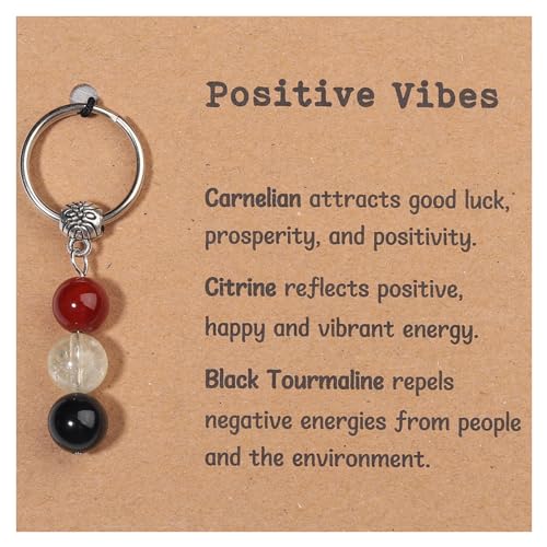 GINAZL Inspirational Encouragement Gifts for Women, Natural Healing Stones Keychain Accessory Positivity Gifts Chistmas Valentines day Birthday Gift for Friends Women Men(PV) - Image 1