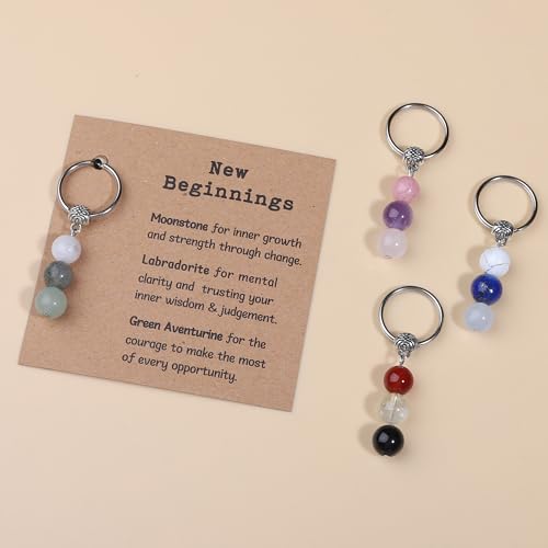 GINAZL Inspirational Encouragement Gifts for Women, Natural Healing Stones Keychain Accessory Positivity Gifts Chistmas Valentines day Birthday Gift for Friends Women Men(PV) - Image 4