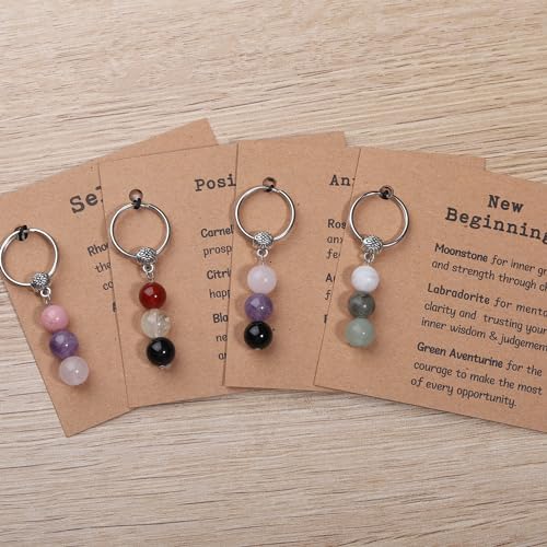 GINAZL Inspirational Encouragement Gifts for Women, Natural Healing Stones Keychain Accessory Positivity Gifts Chistmas Valentines day Birthday Gift for Friends Women Men(PV) - Image 5