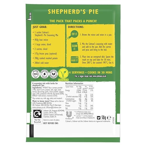 Colman's Shepherd's Pie Recipe Mix perfect with creamy mashed potato quick to prepare pie mix 50 g - Image 3