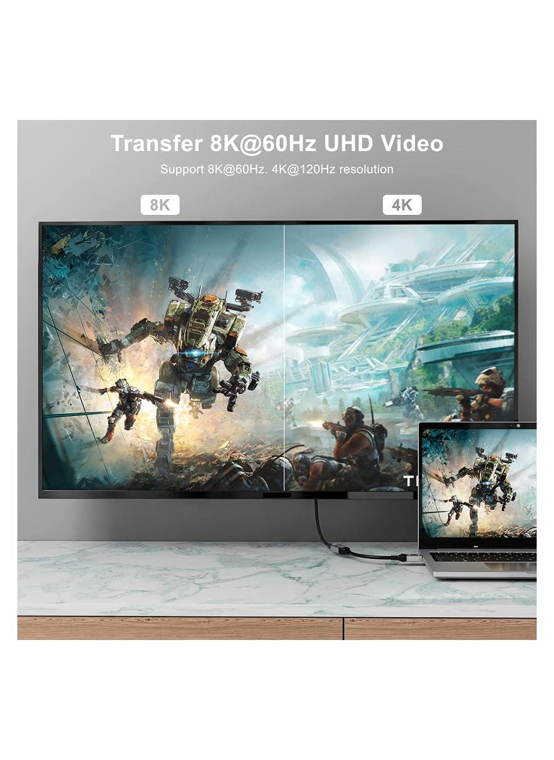 DisplayPort 1.4 to HDMI 2.1 Ultra HD 8K Male to Female Cable 0.25m Converter 8K@60Hz 4K@120Hz Directional Compatible with DisplayPort PC and HDMI Displays Tvs  - Image 4