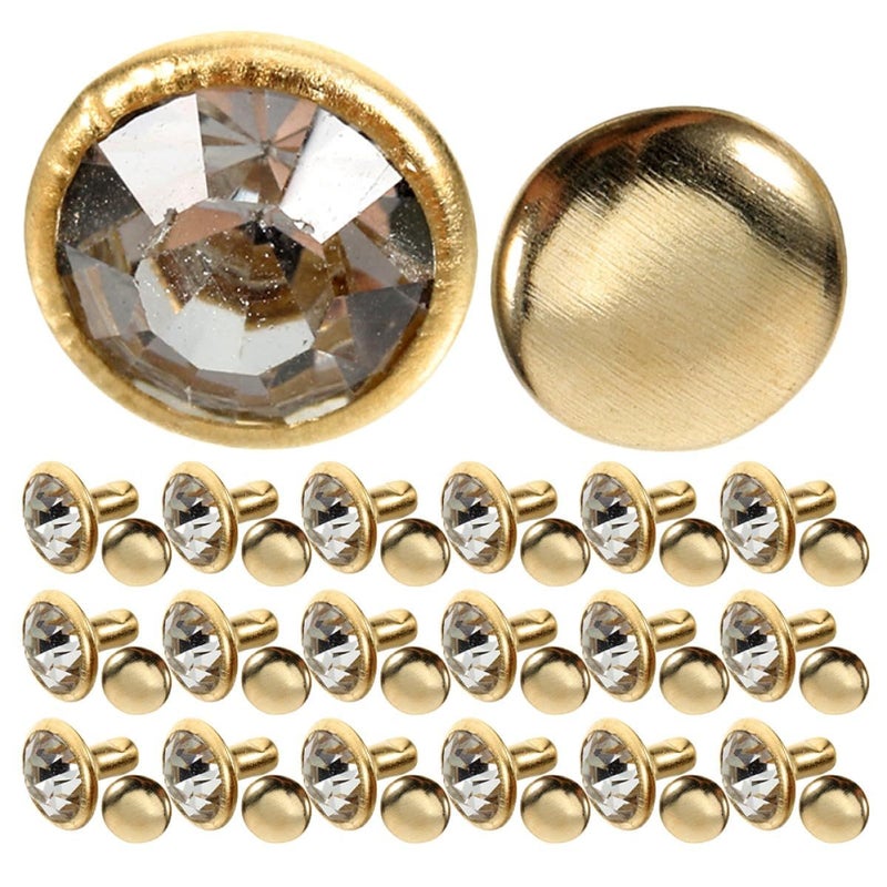 80 Pcs 8mm Metal Dot Crystal Rhinestone Rivets Double Cap Studs for DIY Clothing Shoes Bags Leathercraft Embellishments - Image 2
