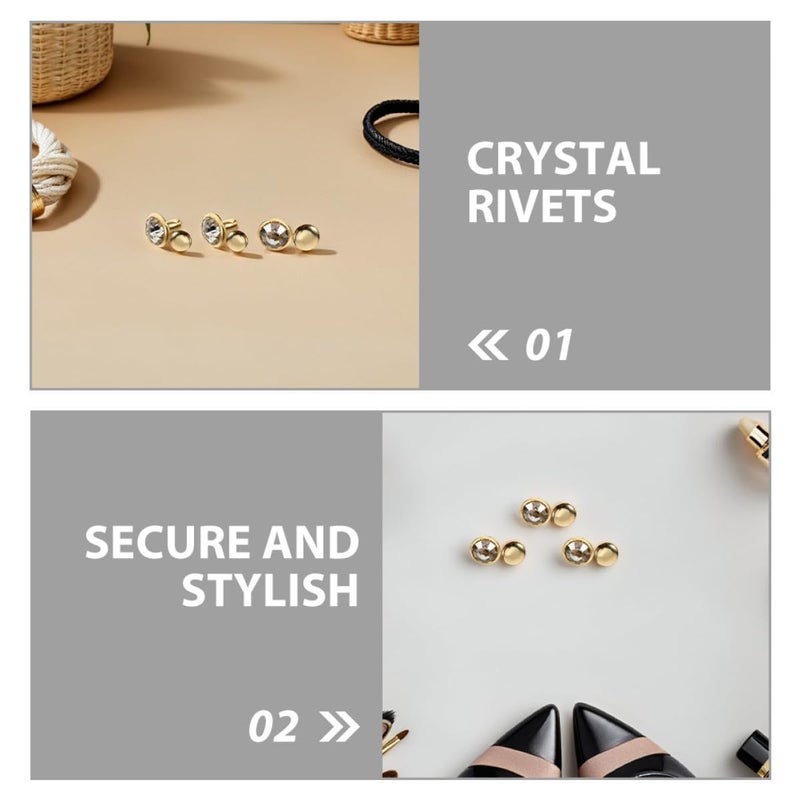 80 Pcs 8mm Metal Dot Crystal Rhinestone Rivets Double Cap Studs for DIY Clothing Shoes Bags Leathercraft Embellishments - Image 4