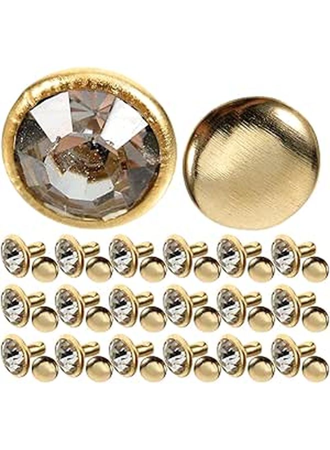 80 Pcs 8mm Metal Dot Crystal Rhinestone Rivets Double Cap Studs for DIY Clothing Shoes Bags Leathercraft Embellishments - Image 1