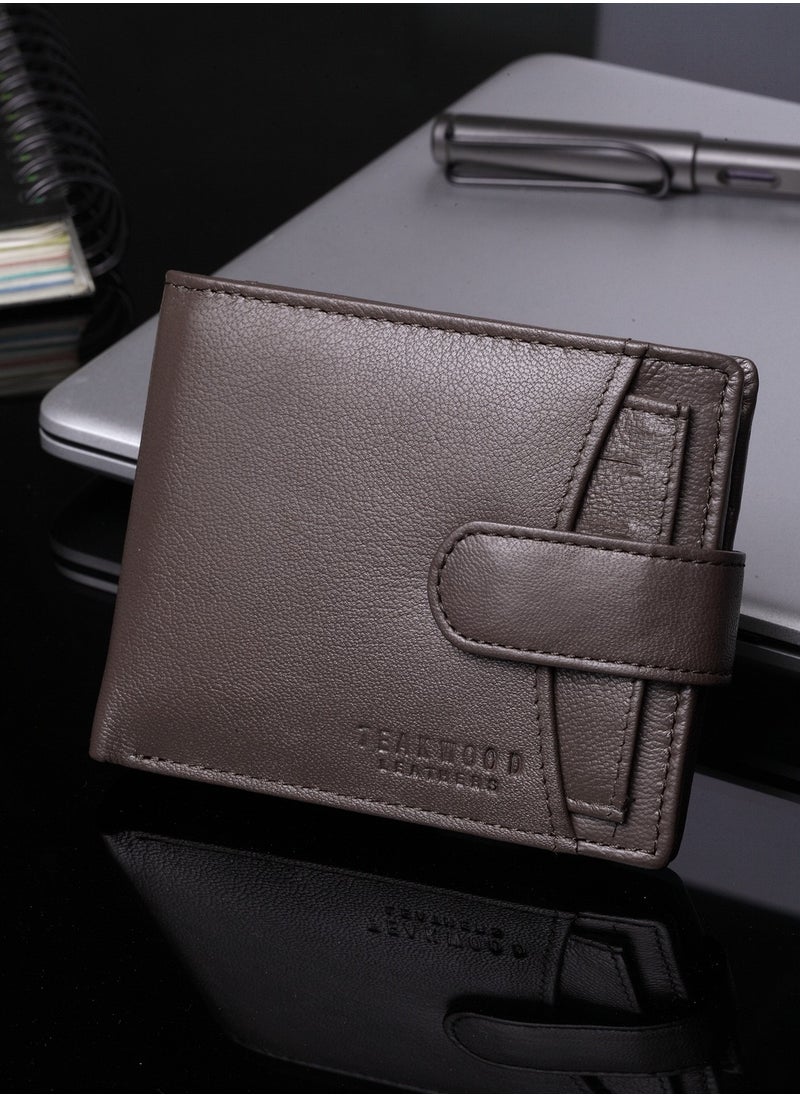 TEAKWOOD RFID Protected Genuine Leather Two Fold Wallet with coin pocket and card holder for Men  - Image 1