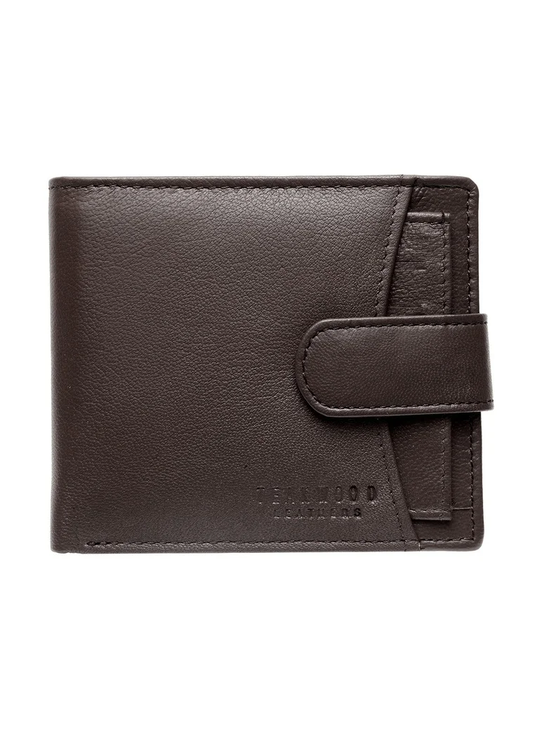 تيك وود محفظة جلد طبيعي ثنائية الطي بحماية  وجيب للعملات وحامل بطاقات للرجال