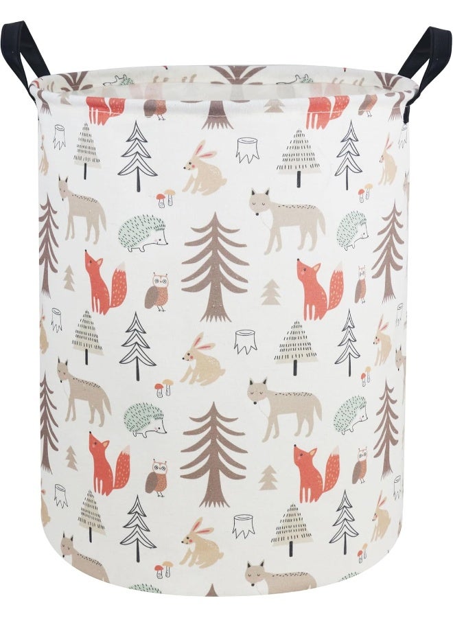ESSME Kids Laundry Hamper, Animal Hamper Collapsible Canvas Waterproof Storage Bin for Girls, Nursery Hamper, Gift Baskets, Toy Bins (Grey animal) - Image 1
