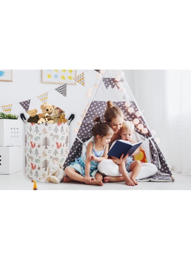 ESSME Kids Laundry Hamper, Animal Hamper Collapsible Canvas Waterproof Storage Bin for Girls, Nursery Hamper, Gift Baskets, Toy Bins (Grey animal) - Image 3