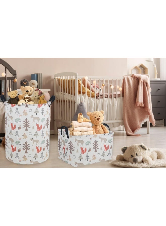 ESSME Kids Laundry Hamper, Animal Hamper Collapsible Canvas Waterproof Storage Bin for Girls, Nursery Hamper, Gift Baskets, Toy Bins (Grey animal) - Image 2