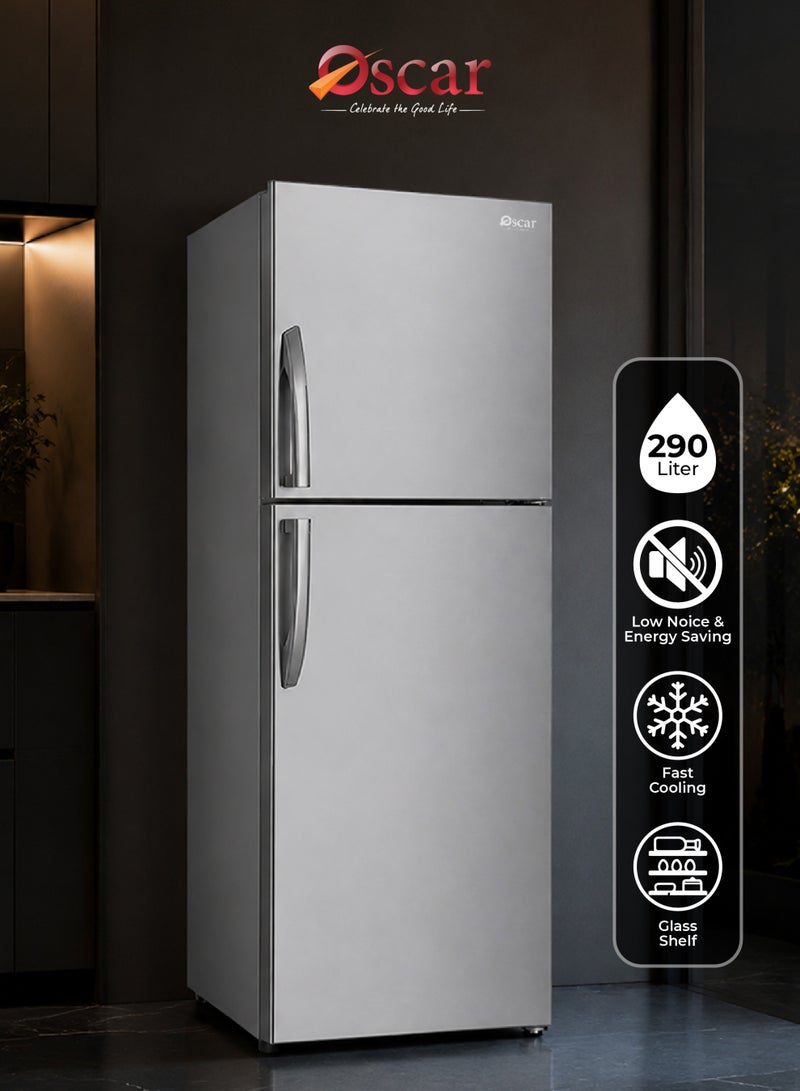 Oscar 290 Liters No Frost Double Door Refrigerator | Frost Free Fridge | Energy Efficient | Multi Air Flow Cooling | Large Capacity | Silver Finish - ORF290NFDDS | 2 Years Warranty - Image 1