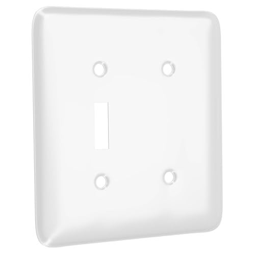 Hubbell TayMac WRW-TB 2-Gang White Smooth Metal Maxi Toggle/Blank Wall Plate WRW-TB, Outlet Cover Wall Plate with Screws, Light Switch Cover Plate for 2 Devices - Image 1